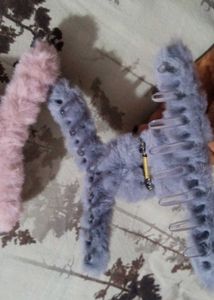 Fluffy Hair Claw Clips - Cute Pastel Set
