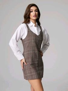 Plaid Ruffle Hem Mini Dress