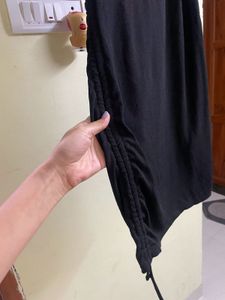 H&amp;m Black Dress With Drawstring On Waist Area