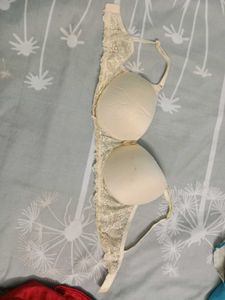 Lace Bra - Beige, Padded