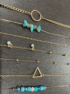 Set of 7 Golden &amp; Blue Bracelets