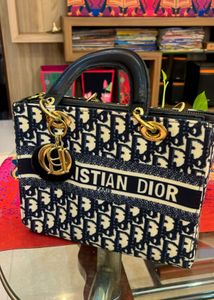 Christian Dior Oblique Canvas Tote – Navy Blue