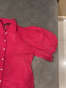 Pink Puffed Sleeve Shirt
