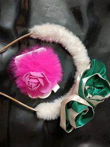 White Green & Pink Hair Accessories For Baby Girl