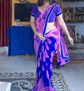 Pink &amp; Blue Saree
