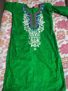 Green Embroidered Kurta