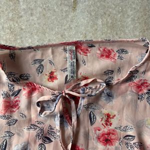 Blush Pink Floral Peasant Blouse