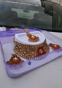 Elegant Red &amp; Gold Jewelry Set
