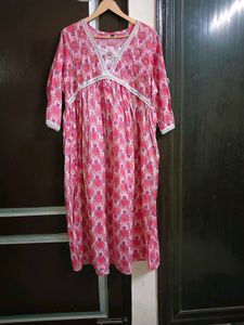 Pink Printed  Kurta Set With Dupatta