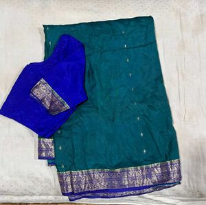Elegant Teal &amp; Blue Saree