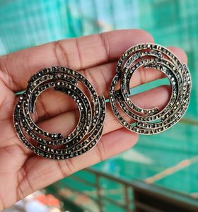 German Silver Black Polish Studds