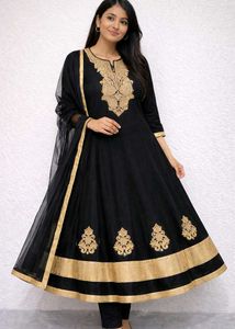 Elegant Black & Gold Anarkali Suit
