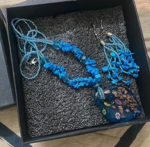 Blue Chip & Murano Glass Jewelry Set