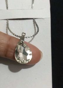 2 Pendent 1-Green Heart Necklace And 1-rhinesston.