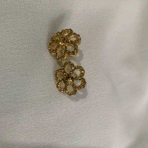 Elegant Gold Flower Stud Earrings