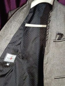 Gray Mandarin Collar Blazer
