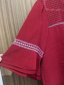 Zara Red Perforated Top