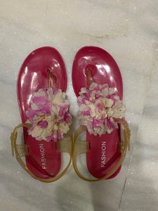 Pink Flower Flip Flops