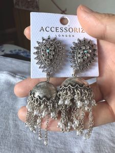 Accessorize London Silver Jhumka Earrings