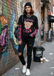 🧸 Trendy 2-in-1 Layered Graphic Tee 🧸🖤