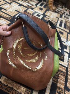Brown & Green Tote Bag