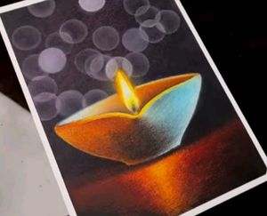 Oil Pastel Diwali Spacial Drawing
