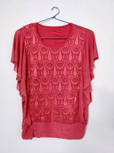 Butterfly Sleevle Peach Party Top