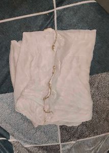 Elegant White Dupatta with Gold Detail
