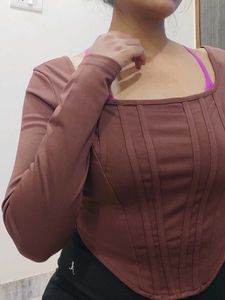 NEWME Full Sleeves Brown Top