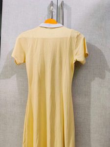 A Line Butter Yellow Dress With Collar