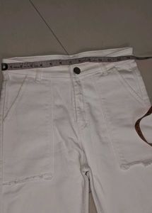 White Utility Pocket Jeans
