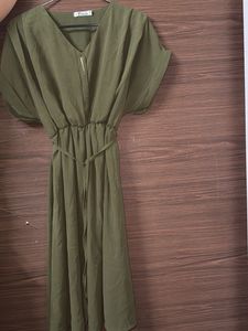Olive Green Midi Dress - Poco