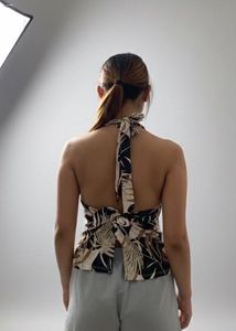 Leaf Print Halter Top Offer