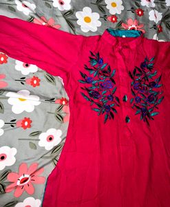 Lovely Pink Kurta XL Size Knee Length