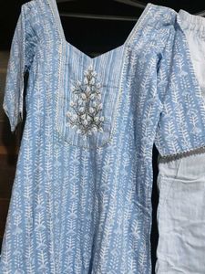 Blue Printed Kurta Set