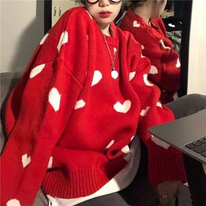 Red Heart Print Sweater