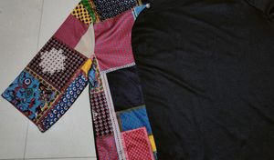 Black With Multicolour Imported Top