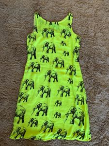 Neon Green Elephant Print Dress