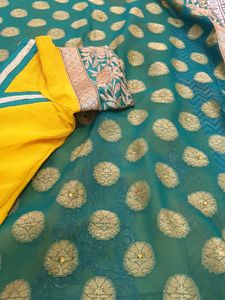 Yellow Green Banaras Chiffon