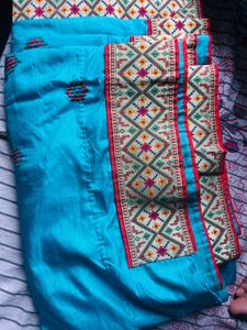 Elegant Sky Blue Embroidered Saree