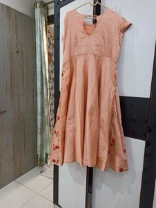 Peach Embroidered Ethnic Dress