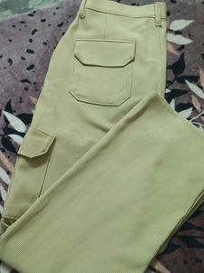 Beige Corduroy Cargo Pants
