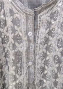 Elegant Embroidered Grey Kurta