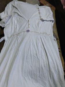 White Embroidered V-Neck Top