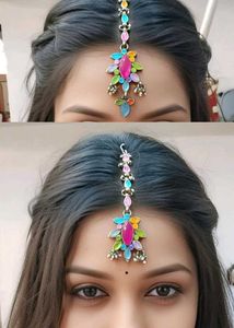 Colorful Bejeweled Forehead Jewelry Maangtika