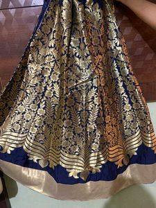 Elegant Blue &amp; Gold Embroidered Dress