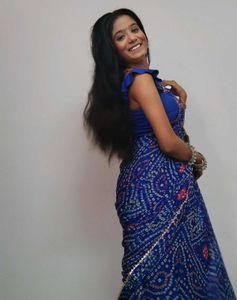 Blue Georgette Bandhani Saree