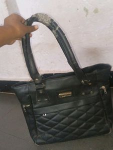 Black Leather Hang Bag