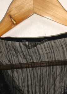 Trendy New L Black Embellished Sheer Blouse