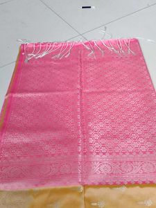 Elegant light yellow pink saree...
